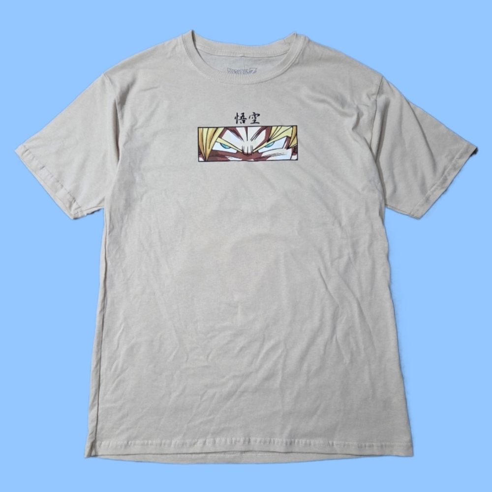 Dragon Ball Z Goku Super Saiyain Graphic Cotton T-Shirt Beige Men's M Box Logo